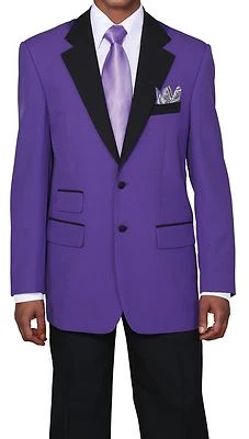 Fortino Landi Men's Two Tone Poplin Dacron 2 Button Fashion Suit 7022 Purple - Image 1 of 4