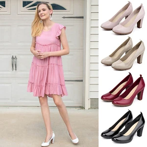JENN ARDOR Women's Block High Heel Closed Toe Chunky Wedding Pumps Shoes M - Picture 1 of 67