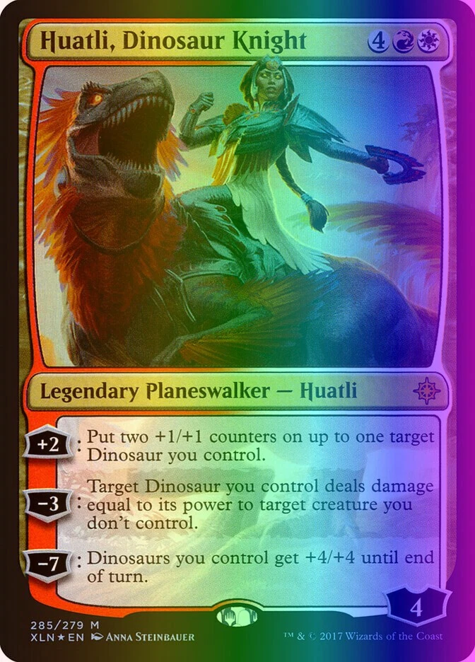 MTG Magic the Gathering Huatli, Dinosaur Knight (285/317) Ixalan LP FOIL - Image 1 of 1