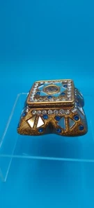 Vintage Gold-Toned Square Trinket Box embellished with Mirrors and Crystals - Picture 1 of 8