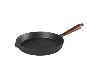 Grillpfanne 28 cm aus Gusseisen 0028T, hoher Rand / Griff Buche von SKEPPSHULT - Bild 1 von 2