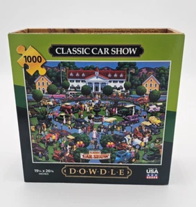 Dowdle Classic Car Show 1000 piece Puzzle Antique Cars Pickups w Poster NEW - Picture 1 of 10