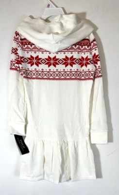 Polo Ralph Lauren White Big Girl's XL 16 Fair Isle Waffle Knit Hooded Dress NEW - Image 1 of 4