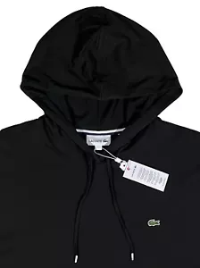 Camisa tejida ligera con capucha negra LACOSTE para hombre 2XLB NUEVA CON ETIQUETAS ¡NUEVA! - Imagen 1 de 4