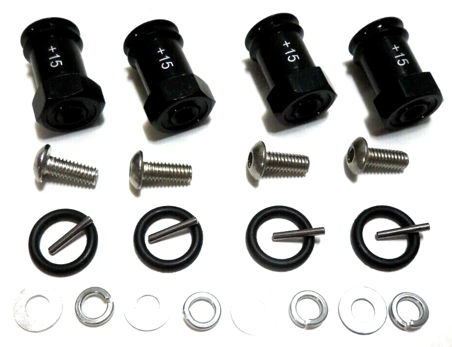 NUGGETWORKS 12mm Sechskant Adapter Verlängerungen +15mm Offset für Traxxas Mini 1/16 E-Revo Summit