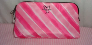 victoria's secret cosmetics pouch make up bag striped pink small nwt - Picture 1 of 3