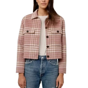 Rails Steffi Jacke Mauve Ivory Sepia Karo Cropped Damen Größe XL Wollmischung - Bild 1 von 20