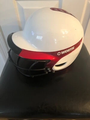 Casco de bateo de béisbol Worth 2 tonos blanco/rojo juvenil talla 6-3/4 - jaula 7-7/8 Foto 1 de 4