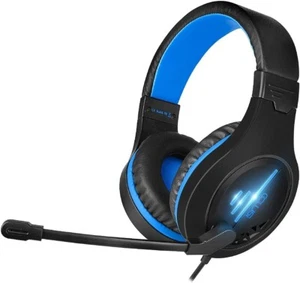 Gaming Headset with Noise Isolaing Mic,Blue LED Light,Over Ears Soft (Blue) - Picture 1 of 7