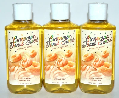 NEW 3 BATH & BODY WORKS CINNAMON DONUT SWIRL BODY WASH SHOWER GEL 10 FL OZ ALOE - Image 1 of 3