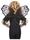 Smiffys Dark Botanicals Butterfly Wings, 42cm/17in, Black Fancy dress