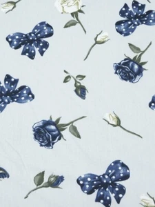 Roses and Ribbon Cotton Fabric Shirting Poplin Imported Floral By the Yard  - Picture 1 of 2