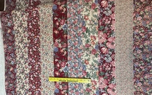 Vintage Concord By Sharon Kessler Striped Floral Fabric 24"L x 44"W - Picture 1 of 8