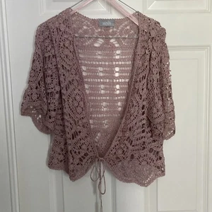 Wallis Uk Lace Sparkly Cardigan. Medium/Large. Dusky Pink - Picture 1 of 5