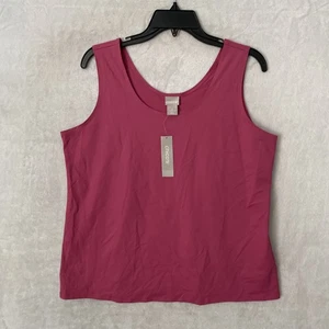 Chicos Womans Tank Top Solid Pink XL 3 Polyester Blend Round Neck Sleeveless - Picture 1 of 7