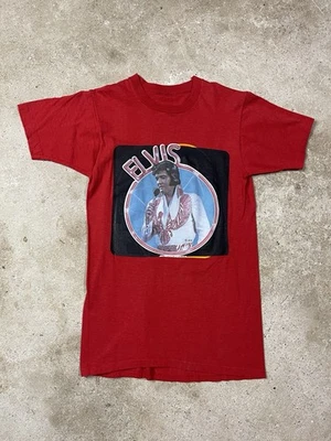 Vintage 70s Elvis Presley In Concert Red Screen Print Graphic Cotton T-Shirt M - Image 1 of 4