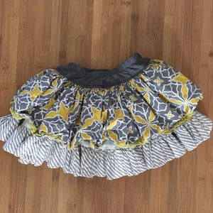 Persnickety Skirt Sz 4 Mustard Yellow Gray Grey Twirl l - Picture 1 of 4