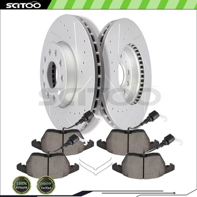 Rotores de freno delanteros y pastillas de cerámica para 07-09 Volkswagen Rabbit 05-17 Jetta Foto 1 de 4