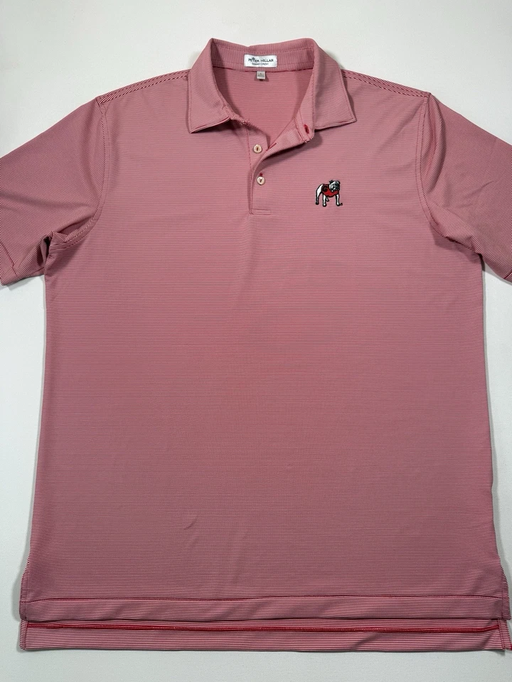 Peter Millar Georgia Bulldogs Polo Shirt Mens Large Red Summer Comfort NCAA Logo - Image 1 of 4