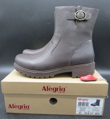 ALEGRIA Mujer 41 Shera Cremallera Hebilla Expresso Cuero Marrón Suela Bota SHE-8104 Foto 1 de 4
