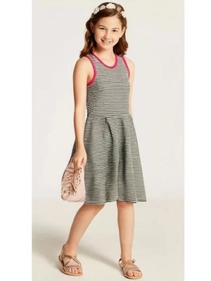 Vestido Skater Soprano Junior Niñas Negro/Blanco Rayas Plisado Falda Pequeño (7/8) Foto 1 de 4