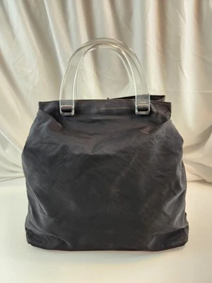 Auténtico Bolso de Mano Prada Milano Tessuto Negro Mango de Plástico Transparente Foto 1 de 4