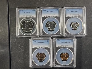 1961 U.S. PROOF SET - 5 coins - 3 silver PROOF 67  PR67 (PCGS)      stk#3004 - Picture 1 of 22