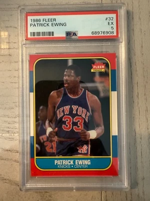 1986 FLEER #32 PATRICK EWING PSA 5 - Image 1 of 2
