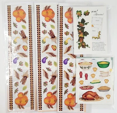 Creative Memories Lot of 5 Plaid & Pumpkins Fall Thanksgiving Holiday Stickers - Image 1 of 2