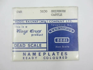 Model Railway Kings Cross GWR 5030 SHIRBURN CASTLE 4mm Brass Loco Cabside Plates - Picture 1 of 2