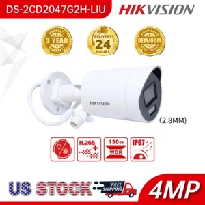 HIK 4MP IR White Light ColorFul Bullet IP Camera +Mic DS-2CD2047G2H-LIU 2.8mm - Picture 1 of 6