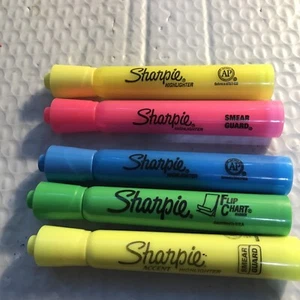 LOT OF 5 Sharpie Tank Style Highlighters Chisel Tip Fluorescent * - Picture 1 of 7