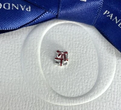 Auténtico Pandora Plata Amoroso Regalo Rojo Medallón Flotante PEQUEÑO Dije 796396EN39 Foto 1 de 3