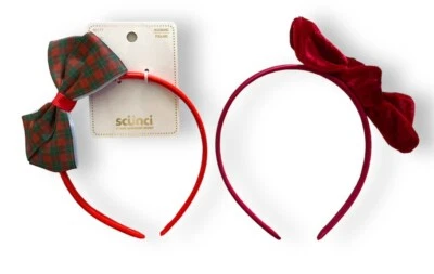 Juego de diadema Scunci terciopelo rojo y rojo a cuadros lote de 2 accesorios para el cabello para niñas Foto 1 de 4