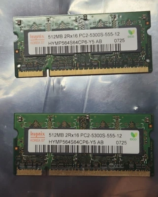Hynix 512MB PC2-5300S memory module for sale, PN: HYMP564S64CP6-Y5-AB-T - Image 1 of 2