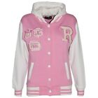 Kids Baseball Hooded Baby Pink R Fashion Nyc Fox Jacket Varsity Coat Girls 2-13y