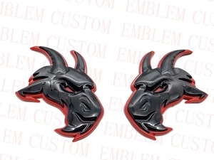 2x Black With Red Head Emblem for Ram 1500 2500 3500 Fender badge Hellcat Style - Picture 1 of 6