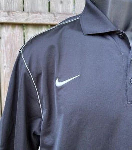 Nike Golf Men’s Black White Stitch Dri-Fit Short Sleeve Golf Polo Shirt Size L - Picture 1 of 8