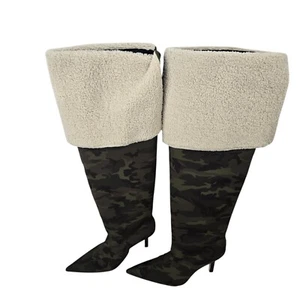 Good American Boots Women Sz 13 Camo Over The Knee Heels Thigh Kardashian GA255N - Picture 1 of 8