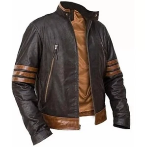 Chaqueta de cuero Wolverine X-Men a medida para hombre, chaqueta de cuero Wolverine para motociclista - Imagen 1 de 6