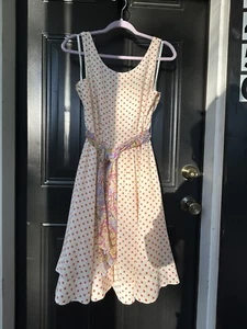 Anthropologie Moulinette Soeurs Size 6 Silk Orange Polka Dot Fit & Flare Dress - Picture 1 of 14