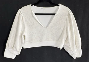 INTIMATELY Free People Women Crop Sweatshirt Top SZ M White Long Sleeve 10a-10 - Picture 1 of 11