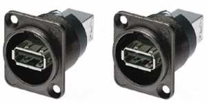 2 Pack Neutrik NAUSB-W-B Panel Mount Reversible USB Gender/Changer Black Adapter - Picture 1 of 1