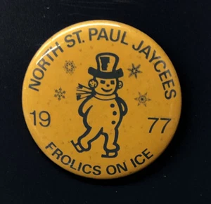 1977 North St. Paul Jaycees Frolics On Ice Schneemann Button Pin Rückseite - Bild 1 von 2