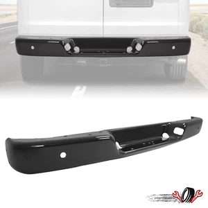 For 96-23 24 Express Savana 1500 2500 3500 Black Steel Rear Bumper w/Sensor Hole - Picture 1 of 18