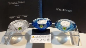 NEW WATERFORD CRYSTAL LISMORE VOTIVE SET OF 3 ~ TOPAZ MIX ~ IN ORIGINAL BOX - Picture 1 of 8