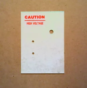 Space Invaders Pinball Machine Solenoid Driver Board High Voltage Caution Plate - Picture 1 of 1