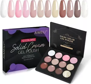 IMEILI Hema Free Solid Gel Nail Polish 12 Colours Soak Off U V LED Solid Cream G - Picture 1 of 6
