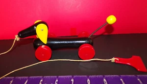 BRIO World Pull Along DACHSHUND Wiener Dog 7" Wooden Toddler Pull Toy VERY NICE - Picture 1 of 6