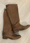 Frye Melissa Button Snap Brown Leather Riding Boots (Womens 7 B) 76430 Rear Zip